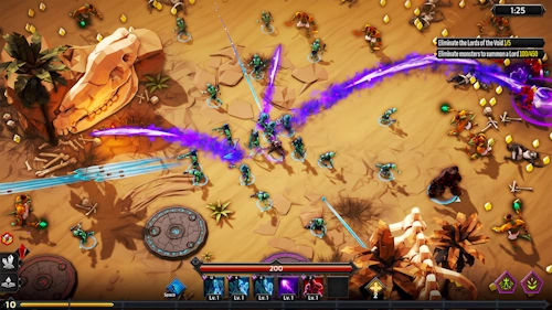Soulstone Survivors gameplay with multiple abilities