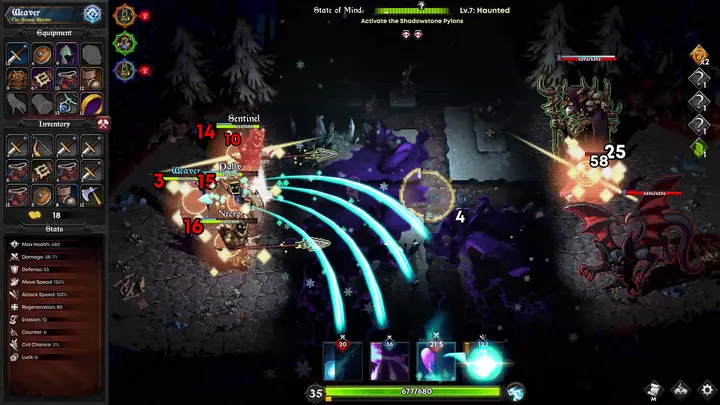 A Void Hunter unleashing chained attacks against a monster pack